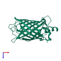 PDB entry 3dqc coloured by chain, top view.