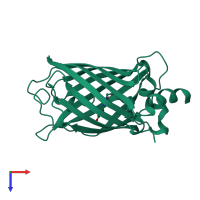 PDB entry 3dqd coloured by chain, top view.