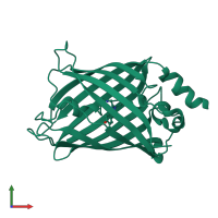 PDB entry 3dqe coloured by chain, front view.