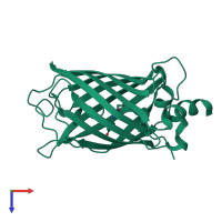 PDB entry 3dqe coloured by chain, top view.