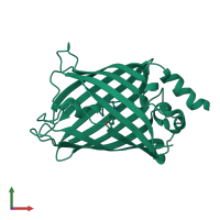 PDB entry 3dqi coloured by chain, front view.