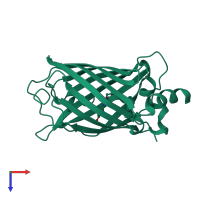 PDB entry 3dqi coloured by chain, top view.