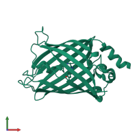 PDB entry 3dqj coloured by chain, front view.
