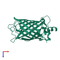 PDB entry 3dqj coloured by chain, top view.