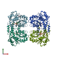 PDB entry 3dr4 coloured by chain, front view.