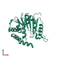 PDB entry 3dr5 coloured by chain, front view.