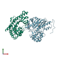 PDB entry 3drb coloured by chain, front view.