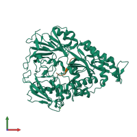 PDB entry 3drg coloured by chain, front view.