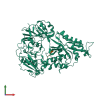PDB entry 3dri coloured by chain, front view.