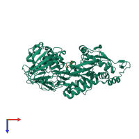 PDB entry 3dri coloured by chain, top view.