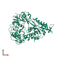 PDB entry 3drj coloured by chain, front view.