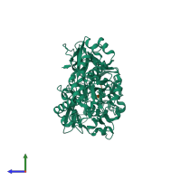 PDB entry 3drj coloured by chain, side view.