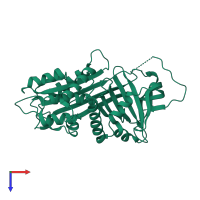 PDB entry 3drm coloured by chain, top view.