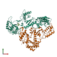 PDB entry 3drp coloured by chain, front view.