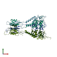 PDB entry 3drx coloured by chain, front view.