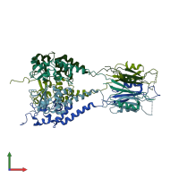 PDB entry 3dry coloured by chain, front view.