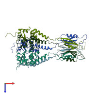 PDB entry 3dry coloured by chain, top view.