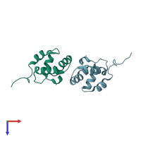 PDB entry 3ds2 coloured by chain, top view.