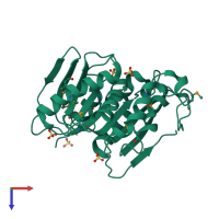 PDB entry 3ds8 coloured by chain, top view.