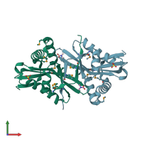PDB entry 3dsb coloured by chain, front view.