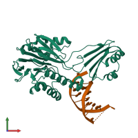 PDB entry 3dsc coloured by chain, front view.