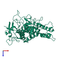 PDB entry 3dse coloured by chain, top view.