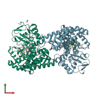 PDB entry 3dsk coloured by chain, front view.