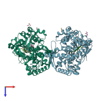 PDB entry 3dsk coloured by chain, top view.