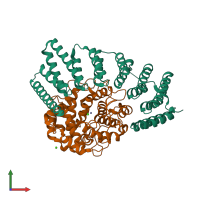 PDB entry 3dss coloured by chain, front view.