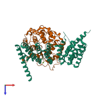 PDB entry 3dss coloured by chain, top view.