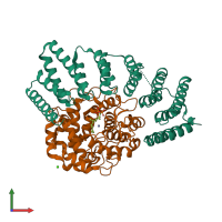 PDB entry 3dsu coloured by chain, front view.