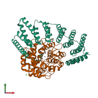 PDB entry 3dsv coloured by chain, front view.