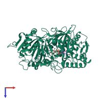 Monomeric assembly 1 of PDB entry 3dt4 coloured by chemically distinct molecules, top view.