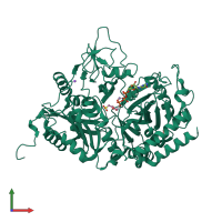 Monomeric assembly 2 of PDB entry 3dt7 coloured by chemically distinct molecules, front view.