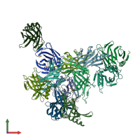 PDB entry 3dtd coloured by chain, front view.