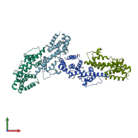 PDB entry 3dto coloured by chain, front view.