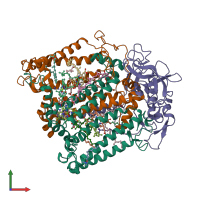 PDB entry 3dts coloured by chain, front view.
