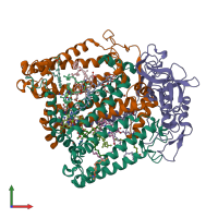 PDB entry 3du2 coloured by chain, front view.