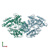 PDB entry 3du5 coloured by chain, front view.