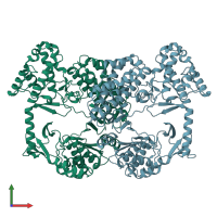 PDB entry 3du6 coloured by chain, front view.