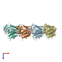 PDB entry 3du7 coloured by chain, top view.