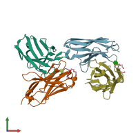 PDB entry 3dur coloured by chain, front view.