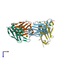 PDB entry 3dur coloured by chain, top view.