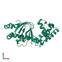 PDB entry 3dv8 coloured by chain, front view.