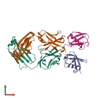 PDB entry 3dvg coloured by chain, front view.