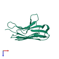 PDB entry 3dvi coloured by chain, top view.