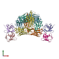 PDB entry 3dvn coloured by chain, front view.