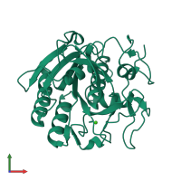 PDB entry 3dw1 coloured by chain, front view.
