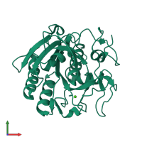 PDB entry 3dw3 coloured by chain, front view.