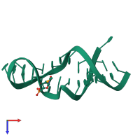 PDB entry 3dw7 coloured by chain, top view.